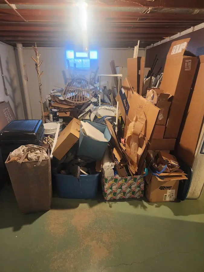 Roll-off dumpster container at job site for 4 Yard Dumpster Rental in Wagoner